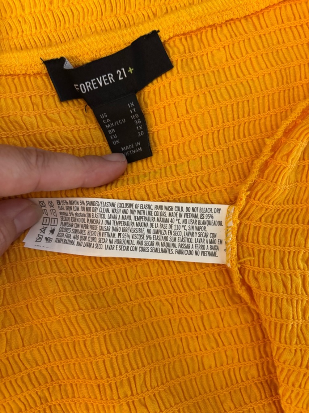Forever 21+ Yellow Smocked Square Neck Crop Tank Stretch 1X - Picture 3 of 5